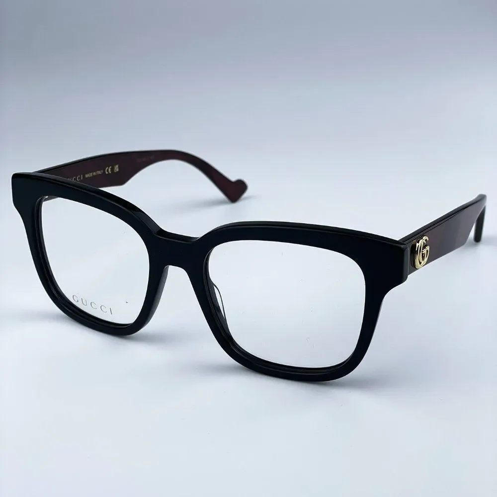 NEW Gucci GG0958O 008 Black Burgundy Square Unisex Eyeglasses